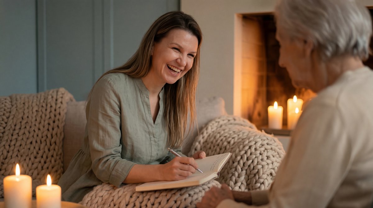 Serene illustration of a glowing lantern on calm water, symbolizing spiritual care and inner peace.